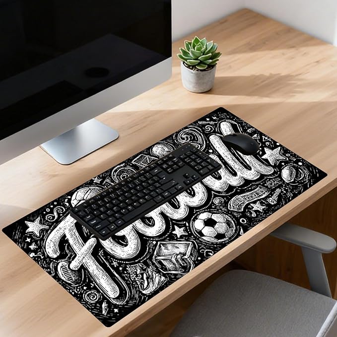 Nuxovilar Professional Large Mouse Pad & Computer Game Mouse Mat (35.4x15.7IN, Football Graffiti Art) (90 * 40cm Football Graffiti)