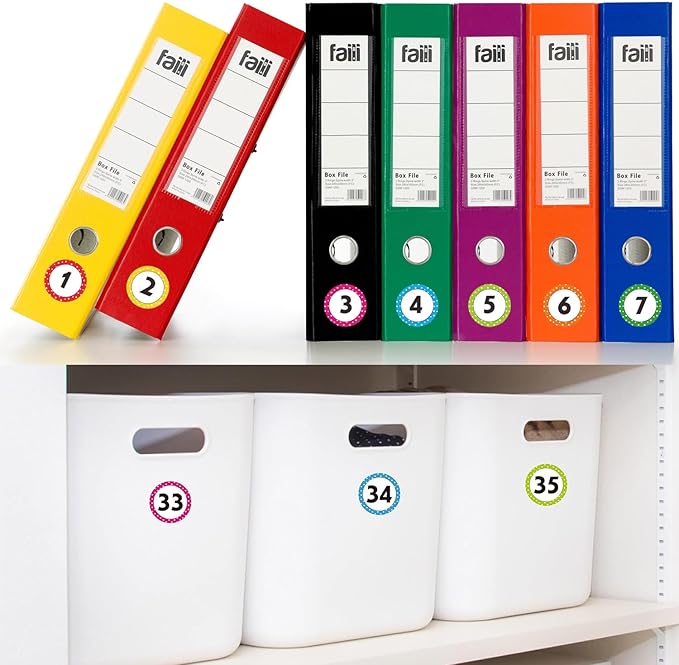 600 Pcs Number Stickers 1-40, 1" Dot Number Labels Self-Adhesive Water/Tear Resistant Removable for Classroom Office