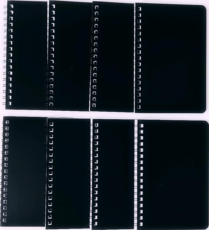 YiHenTiezz Spiral Notebook 4Pack Pocket Notebook 4.2"x 6.1" Pocket Notepad Small Notebook (8packblack)