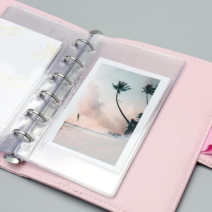 NatSumeBasics 12 A7 Binder Pockets Clear Cash Budget Envelopes PVC Planner Inserts for 6-Ring a7 Binder Sheet Protectors Organize Photos Cards Bills (A7, Clear)