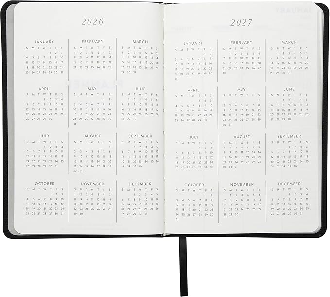 WORLD TRAVELER 2026 Planner - Weekly and Monthly Planner - 6x8 Planning Notebook & Calendar Agenda with Pen, Black Textured