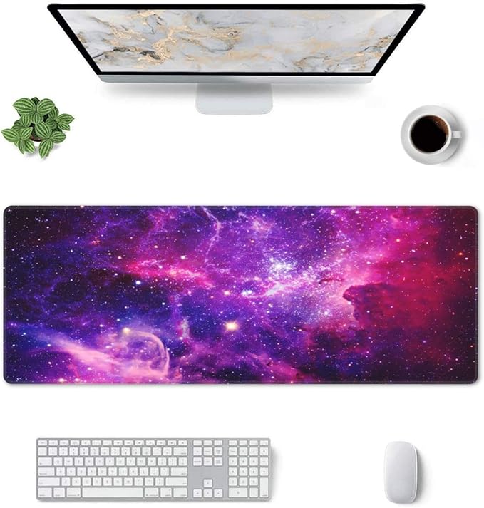 Bursting Galaxy XL Large Mouse Pad with Stitched Edges Long Non-Slip Rubber Base Mousepad Universe Outer Space Laptop Keyboard Mat Desk Pad for Office Home Desk Decor, 31.5" X 11.8"