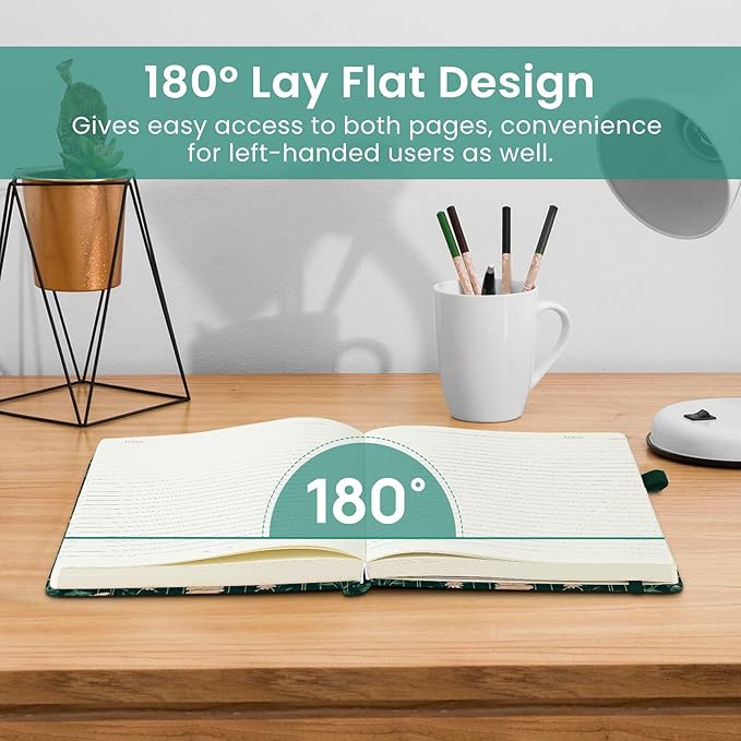 Lined Journal Notebook for Women & Men, Hardcover Leather Journal for writing, A5 College Ruled Notebook for Work & Note Taking, Perfect for Office School Home Supplies, 160 Pages, Botanical Waltz