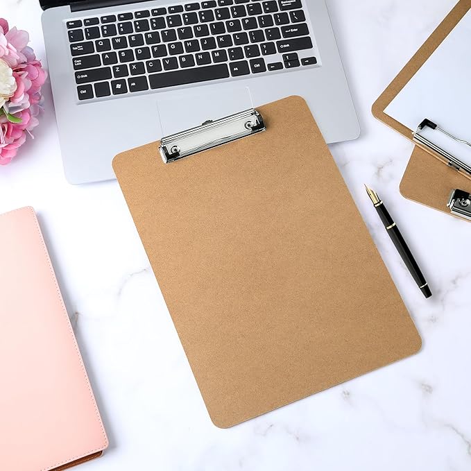 Wood Clipboards 40 Pack, Letter Size Hardboard Clip Board 8.5x11 for Classroom, Students, Kid, A4 Standard Size 9" x 12.5" with Low Profile Clip, Office & School Supply