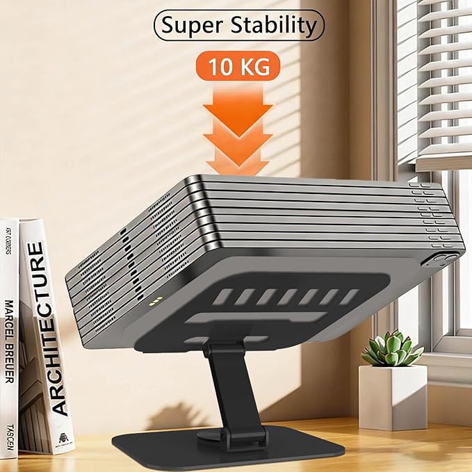 Metal Tablet Stand, Adjustable 360° Rotation Tablet Holder Compatible with 4-16" Tablet Such as iPad Pro Air, iPad mini, Tab S10 Ultra, Black