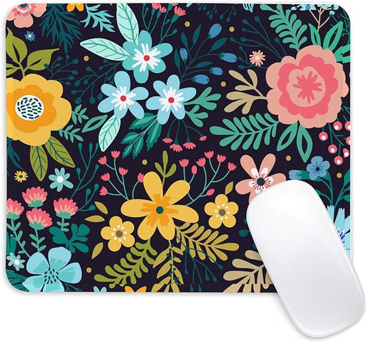 Flower Square Mouse Pad,Non-Slip Rubber Base Mouse Pad,Home Office Decoration Desktop Accessory,Laptop Mouse Pad for Office Laptops,9.4x7.8x0.12inch 5