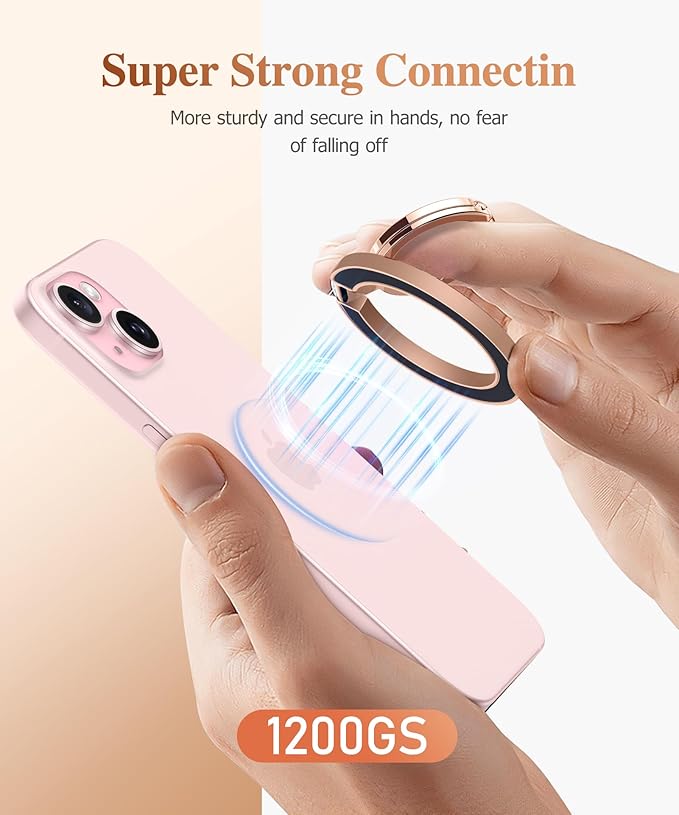GVIEWIN Magnetic Phone Ring Holder, Compatible with MagSafe Phone Grip with Adjustable Stand, Magnet Phone Ring Kickstand for iPhone 17/16/15/14/13/12 Pro Max Plus Air/Other Phones (Flowing Sakura)