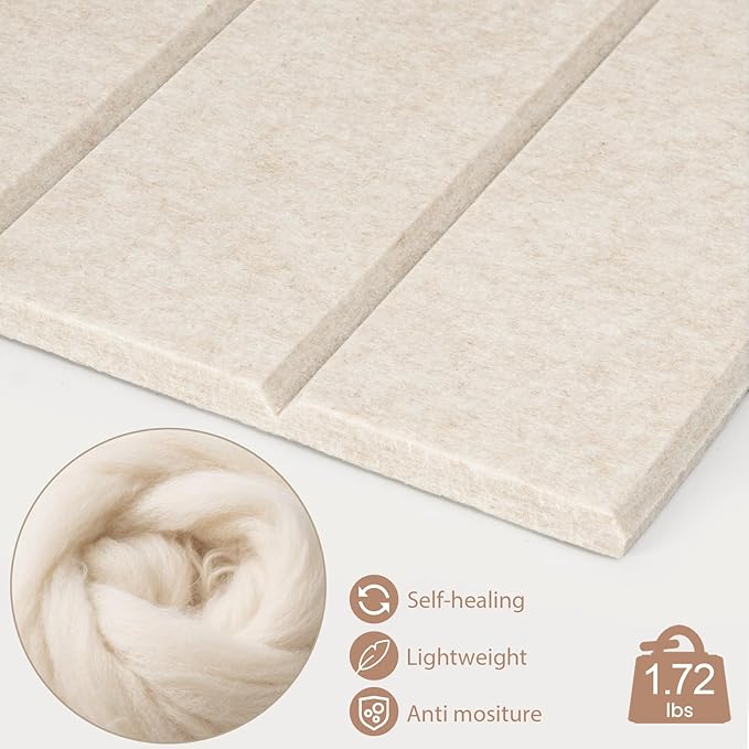 Bulletin Board, 48 x 36 inches Felt Board Decorative Pin Board, 4' x 3' Cork Board Alternative for Wall, Foldable Photo Board with 20 Pushpins - Oatmeal Stripes