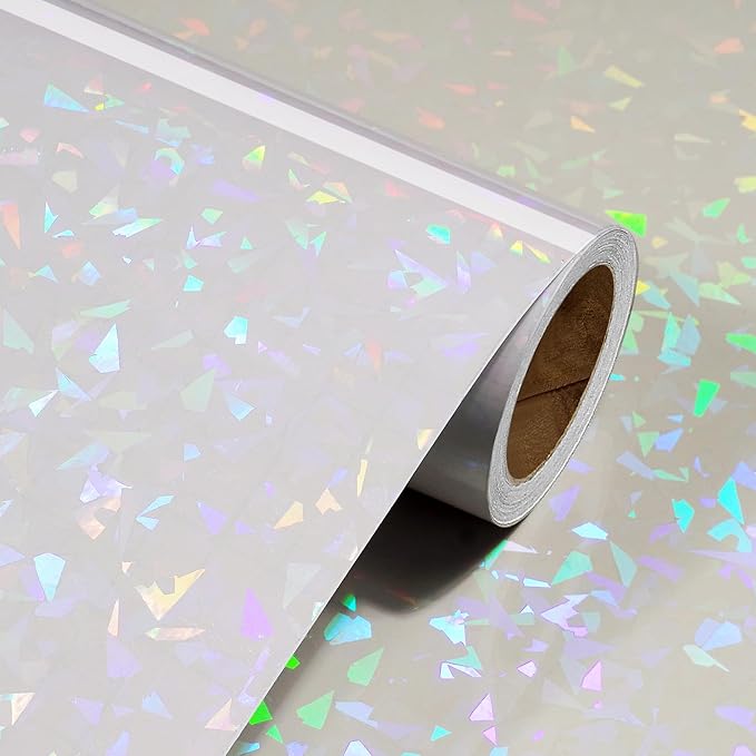 Livelynine Contact Paper Peel and Stick Clear Holographic Self Adhesive Laminating Sheets Waterproof for Stickers Papers Crafts Books Cabinets Drawers Kids Classroom Decorative Wallpaper 15.8x78.8