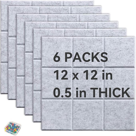 Large Cork Board for Walls, Yunihome 6 Pack 36" x 24" Felt Bulletin Board Wall Tiles for Home Kitchen School Office Wall Decor with Assorted Colors DIY Decorative Push Pins Sets