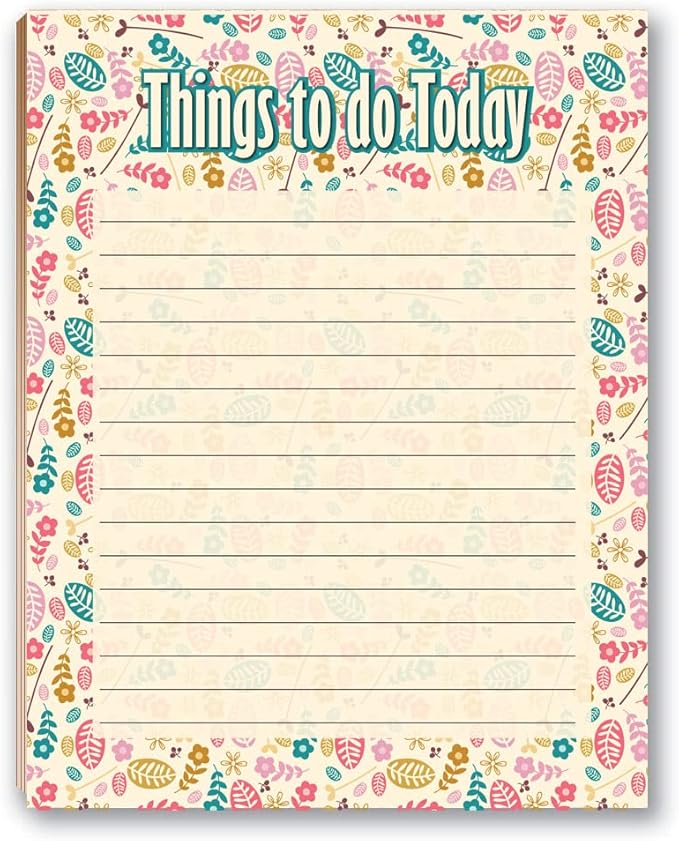 Stonehouse Collection | Floral Notepads | 4 To Do List Assorted Notepads | USA Made Blank Notepads (Floral)