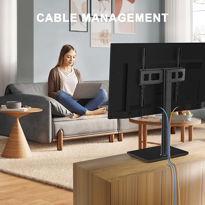 Universal Swivel TV Stand Base Table Top TV Stand for 23-70 Inch TVs 70 Degree Swivel, 6 Height Adjustable Tall Monitor Mount Stand, Max VESA 400x400mm,Holds up to 88lbs TS206
