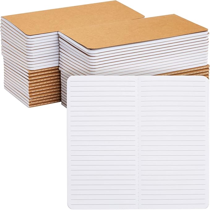 Paper Junkie Notebooks for School - 4.3 x 8.2 In, Kraft Brown, Pack of 48 - Lined Notebooks - Kraft Paper Journals for Note Taking & Journal Writing