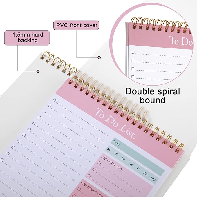 Thenshop 6 Pack To Do List Notepad Daily to Do List Notepad 6.5 x 9.8 Inches Notebook Undated 52 Sheets Paper Planner Daily for Work Planning Pad for School Office Student