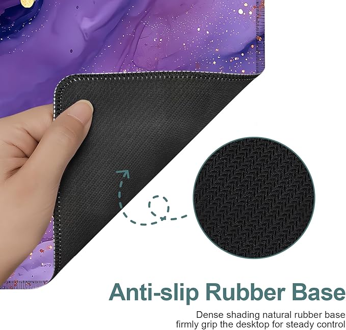 Purple Extended Gaming Mouse Pad 31.5x11.8inches Large Desk Mat Anti-Slip Rubber Base & Durable Stitched Edges for Gamers Smooth Mouse Writing Surface for Desk Office/Home