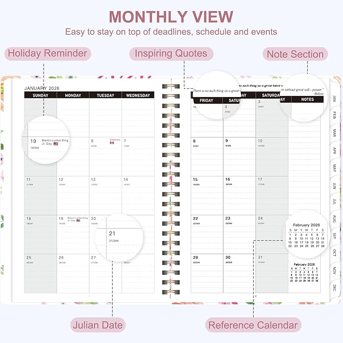 2026 Planner, Weekly and Monthly Calendar Planner Organizer, January-December, Academic Planning Agenda Book, Office School Home Suppiles for Women & Men, 6.3" × 8.5"