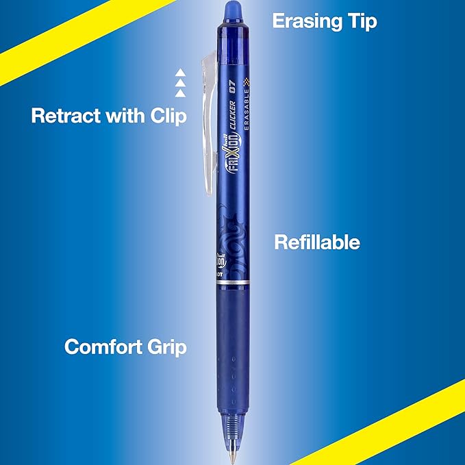 Pilot FriXion Erasable Gel Pens, Fine Point 0.7 mm Erasable Pens, Pack of 10 Assorted Colors