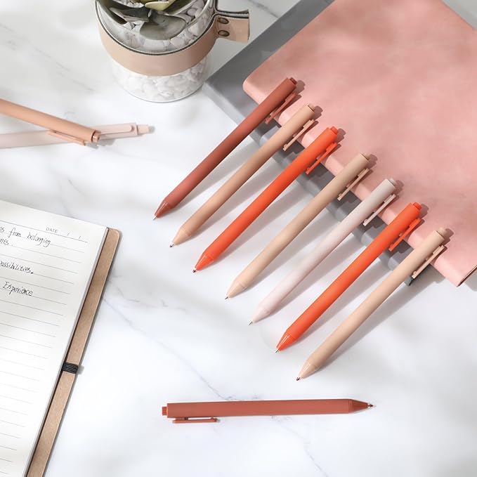 Crtiin 50 Pcs Gel Ink Pens Bulk, Black Ink 0.5mm Fine Point Retractable Pen Smooth Writing Office Supplies for Teacher Server Nurse Valentine Galentine Gift (Orange Series)