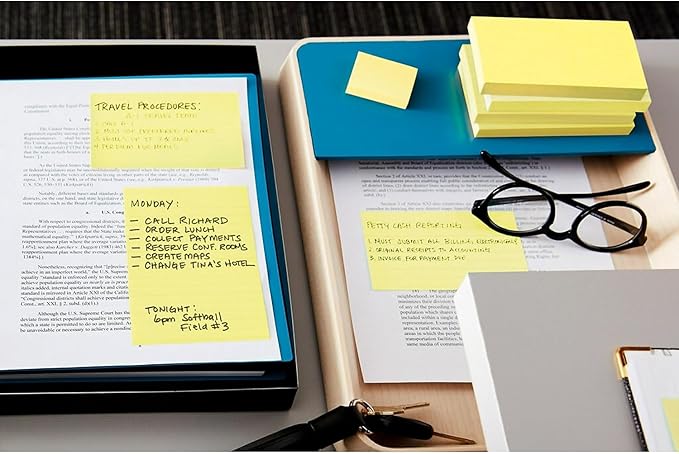 Post-it Notes, 4 in x 6 in, 5 Lined Sticky Note Pads, 100 Sheets per Pad, Beachside Café Collection, New Year Organization or Second Semester School Supplies