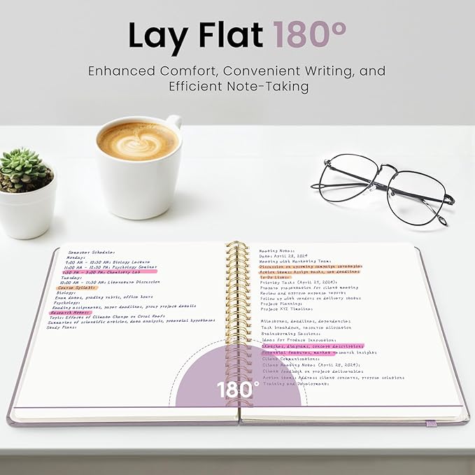 Blank Spiral Journal Notebook for Women, A5 Blank Notebook Journals for Writing, Hardcover Notebooks for Work, Note taking and Office School Supplies,140 Pages - Purple