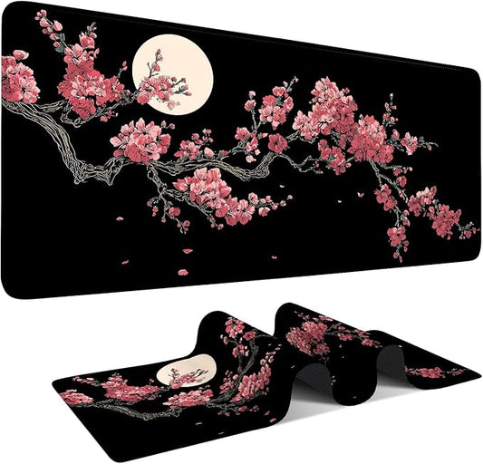 Cherry Blossom Extended Gaming Mouse Pad 35.4 x 15.7 Inch – Japanese-Inspired Desk Mat for Gaming, Office Work, and Study, with Non-Slip Rubber Base