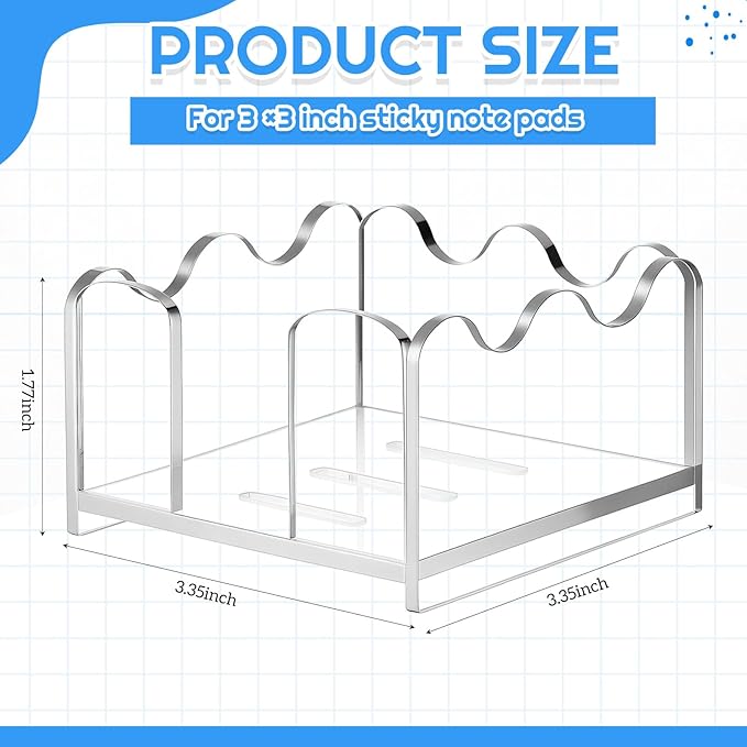 1pc Scalloped Acrylic Sticky Note Holder, 3x3 Inch Clear Cute Notepad Holder Sticky Note Dispenser with Wave Design, Thick Acrylic Desk Organizer for Office, Home, Dorm, Classroom Desk