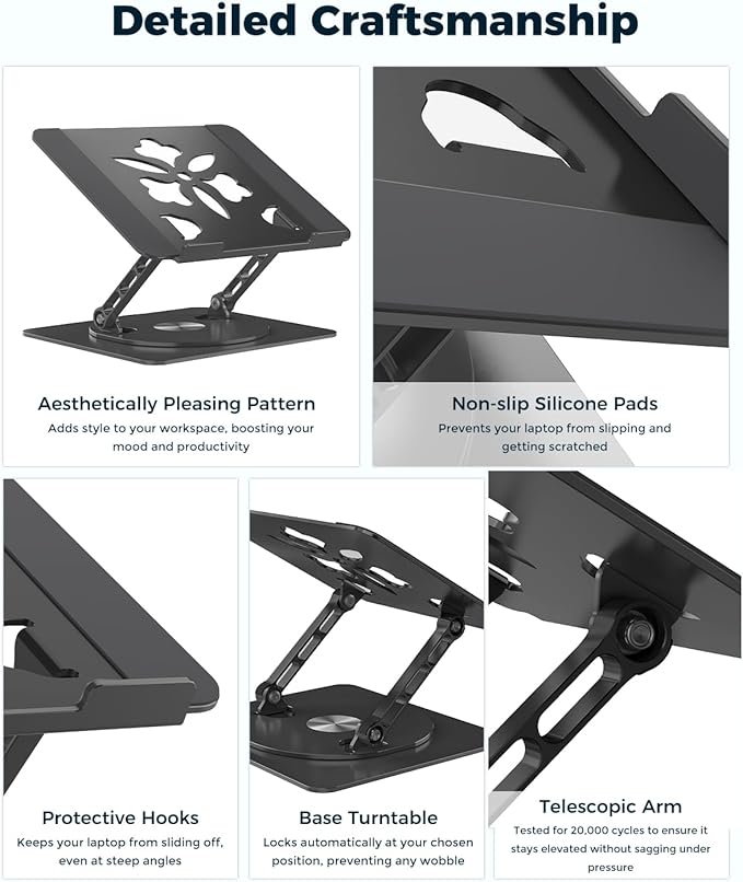 360° Rotating Laptop Stand for Desk | Adjustable, Foldable, Portable Aluminum Ergonomic Riser | Compatible with MacBook, Dell, HP & All Laptops 10-16 inch | Mint Green
