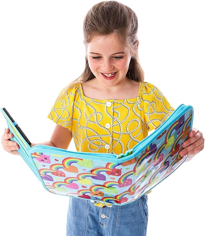 GirlZone 43-Piece Rainbow Filled Pencil Case with Supplies - Ages 7+ - Art Kit, Marker Binder & Stationery Set for Kids