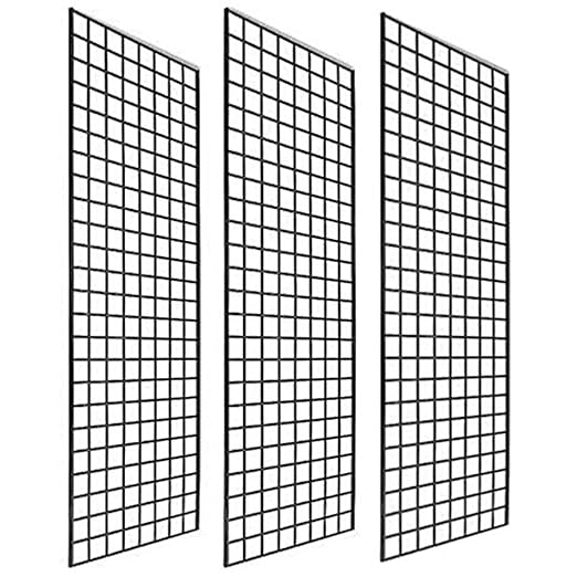 Only Garment Racks #1900B (Box of 3) Grid Panel for Retail Display - Perfect Metal Grid for Any Retail Display, 2'x 6', 3 Grids Per Carton (Black Finish)