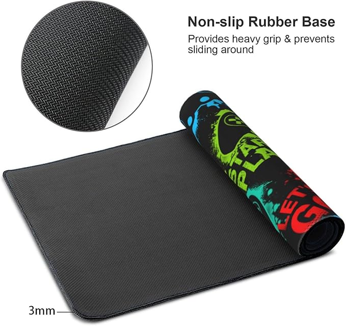 Colorful Silhouettes Game Joysticks Mouse Pads XXL Extended Mousepad with Stitched Edges Non-Slip Rubber Base Computer Keyboard Pad Desk Mat for Home Office Desk Decor, 35.4" X 15.7"