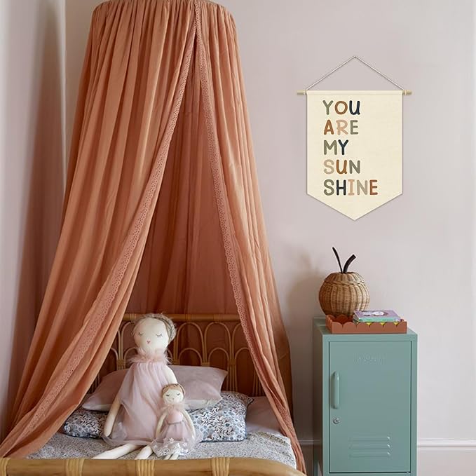 Nursery Decor,You Are My Sunshine Positive Affirmation Kids Wall Art Canvas Banner Wall Hanging Pennant Flag Canvas Banner for Playroom Classroom Baby Kids Bedroom 15x11in