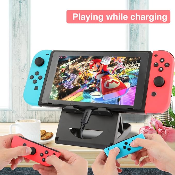 Nintendo Switch Stand/Switch LITE Stand,Foldable,Adjustable and Portable table play stand for N-switch console playing and charging,Compatible with ipad/ Mini/iPad Pro Air, smartphone and kindle