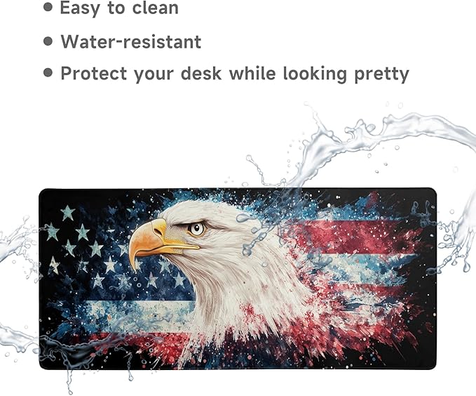 Desk Mat Mouse Pad Gaming Desk Pad XL Large Mouse Mat Office Decor Accessories (Eagle Flag)