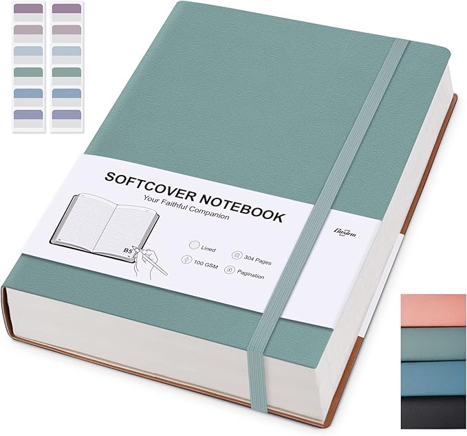 Lined Notebook Journal for Work, Large B5 College Ruled Journal for School & Writing, 304 Lined Pages Hardcover Notebook for Note Taking, 100gsm Paper Notebook for Women Men, 7.6'' X 10''- Green