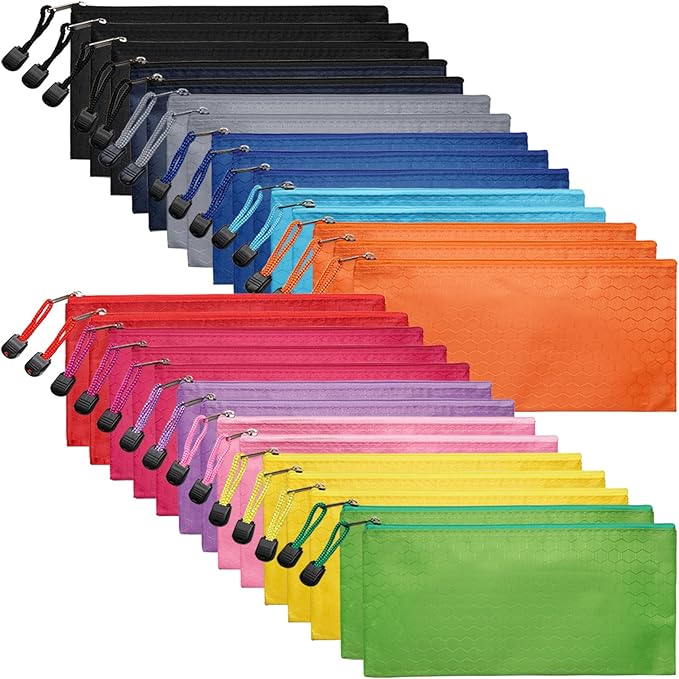 LABUK 29pcs Zipper Pencil Pouches, Small Zipper Pencil Bags, Waterproof Pencil Cases, for Office School Travel Cosmetics 12 Colors