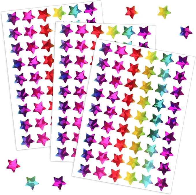 1,728 Holographic Star Stickers - Mini Stickers for Kids Classroom, Shiny Small Stars (0.6") for School Teacher Supplies & Behavior Reward Charts ST-32-S
