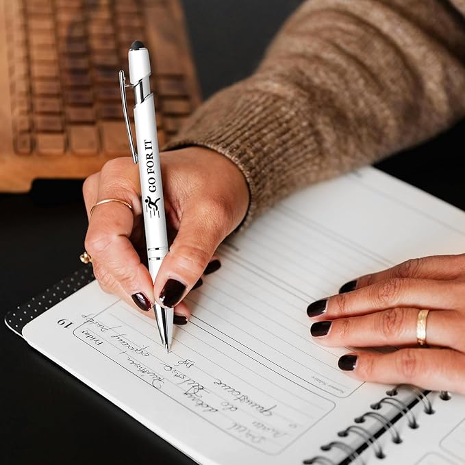 15 Pack Motivational Pen Set - Inspirational Quotes Retractable Ballpoint Pens for Office School Supplies, Encouragement Gifts for Women Men, White