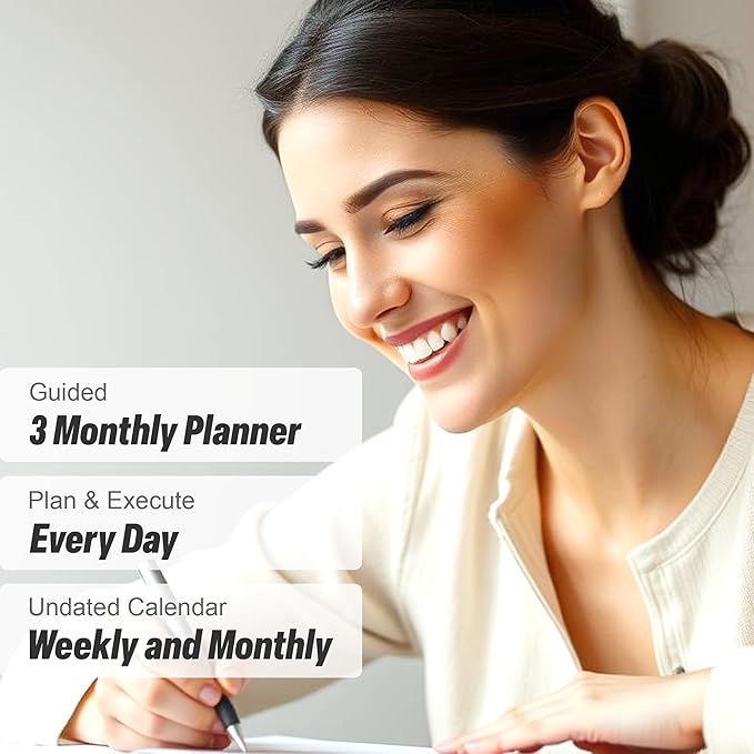 Freedom Mastery - Adhd Daily Planner, Self Care Personal Gratitude Journal to Increase Productivity & Success in Life, Include Foldable Vision Board - White Sun