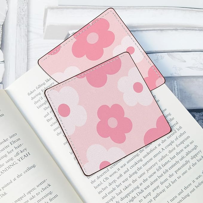 2 Pack Flower Leather Book Corner Bookmark, Durable Handmade Reading Accessories - Gifts for Readers, Women, Men, Teachers, Students 6