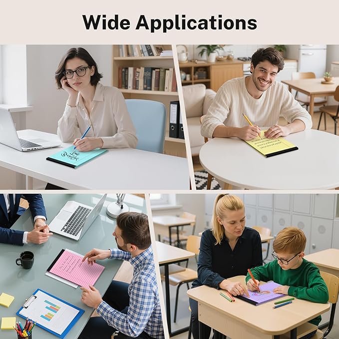 8 Pack Note Pads 5 x 8 Inch, Colored Narrow Ruled Small Legal Pads, Perforated Notepad 5 x 8 Lined Writing Pads, College Lined Legal Notepads for To-do Lists, Daily Note-taking, School and Office