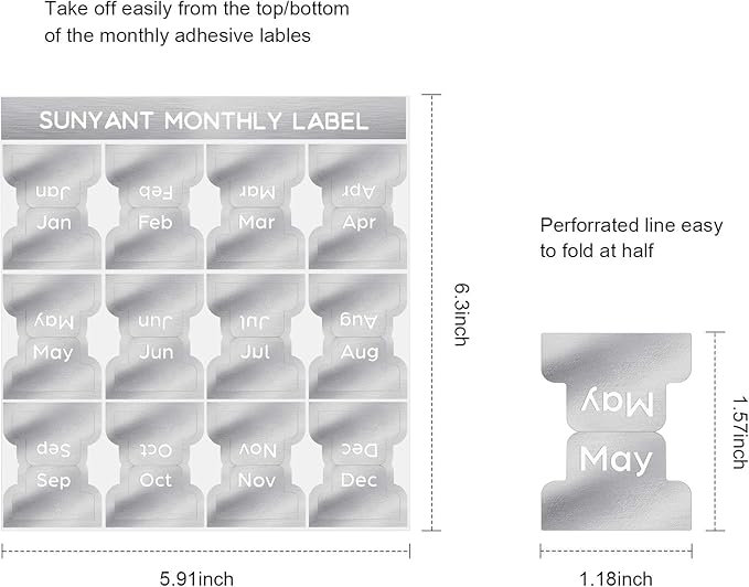 Outus 24 Pieces Monthly Adhesive Tabs for Planner - Designer Accessories Monthly Tabs Stickers Decorative for Office Planners Organizations Sturdy Notebook Planners Journal(Silver)