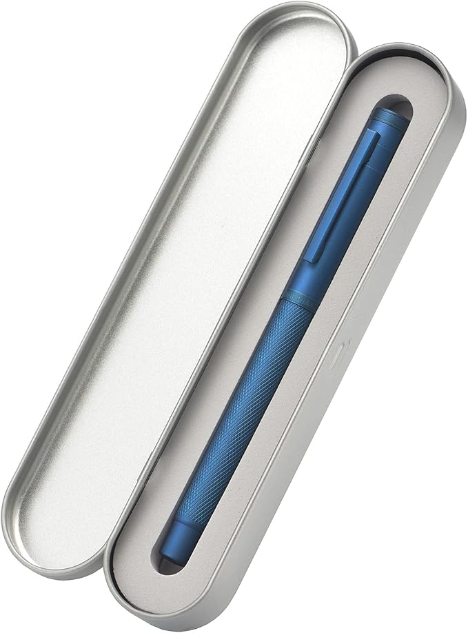 Hongdian Dark Blue Forest Rollerball Pen with Schmidt Black Ink Refill, Classic Design with Metal Case for Business Signature