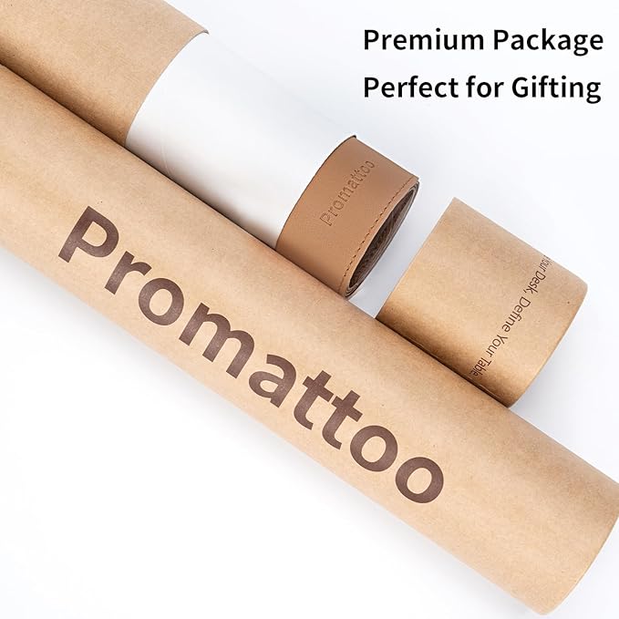Oversized Non-Slip Desk Pad Protector with Premium Gift Box – Vegan Leather Waterproof Laptop Mat for Keyboard & Mouse, Grips Desk Firmly – Large Office Pad– Caramel Brown