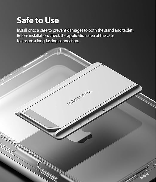 Ringke Outstanding Universal Tablet Stand Spring-Action Kickstand Multi Angle Adhesive Attachment for iPad Tablets, E-Reader, and More - Light Gray