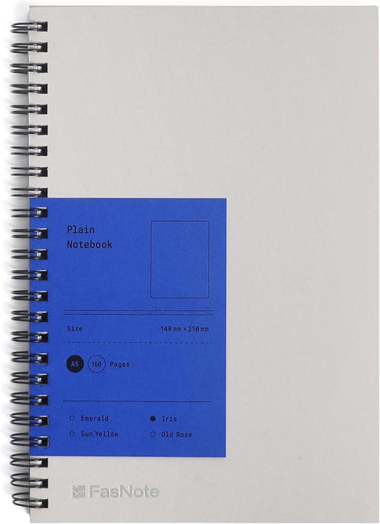 Blank Spiral Notebook 5.51 x 8.27 in (A5), 160 Pages Blank Paper, Wirebound Sketchbook for Drawing, Notes & Creative Ideas, Calendar Card Included (2025) (Iris)