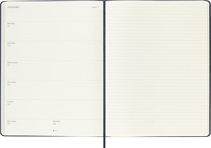 Moleskine Classic 12 Month 2026 Weekly Planner, Hard Cover, XL (7.5" x 9.75"), Sapphire Blue, 144 pages