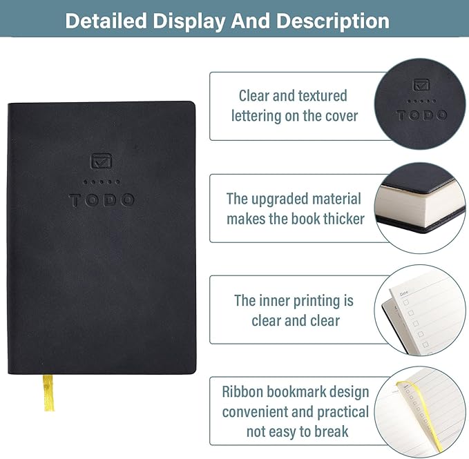 Tiita to Do List Notebook 98 Pages Daily to Do List Notepad for Work Pocket to Do List Undated Daily Planner 4.2"x 2.8" Small Checklist Notebook Black