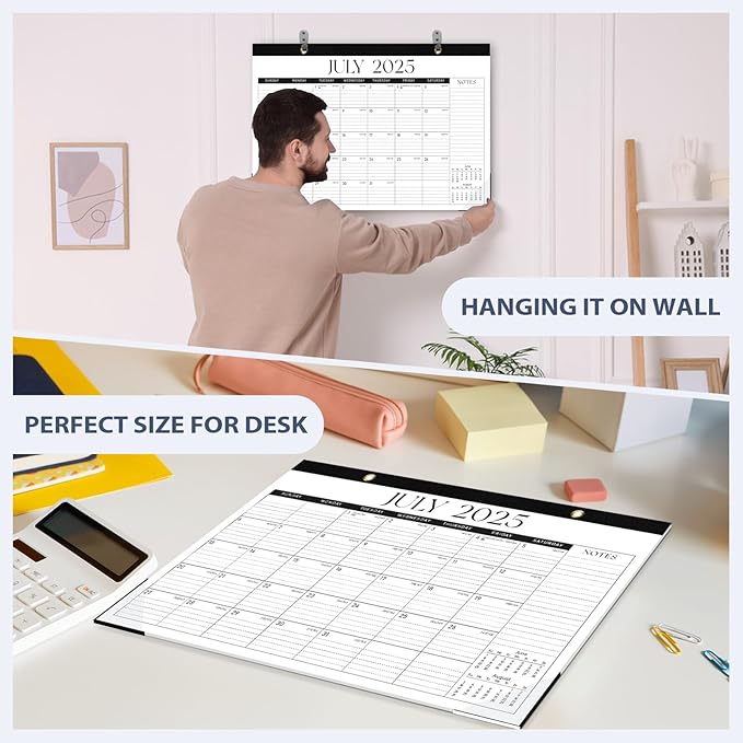 Desk Calendar 2025-2026, Runs Until December 2026 - Large Size 17" x 12" Desktop/Wall Monthly Calendar with To Do List, Personal Desk Calendar Planner for Home, School, Office (Pack of 2)