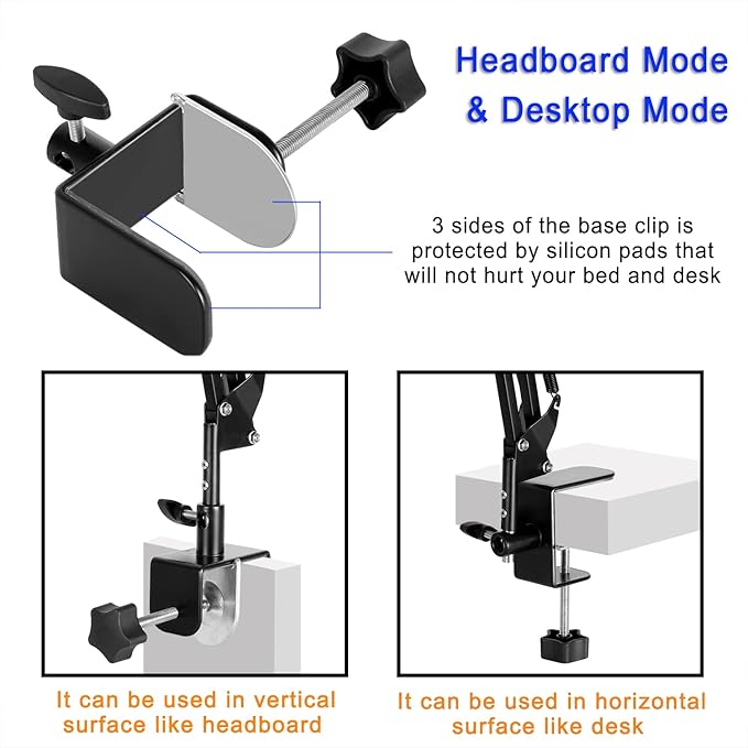 Tablet Stand Phone Holder for Bed,iPad Holder for Desk, Headboard,Bedside,Table, Compatible with iPhone iPad Kindle or Other 4.5-13" Screen Device