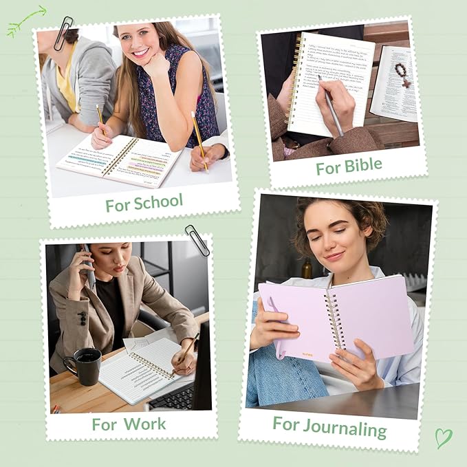 SUNEE Journaling Notebooks, A5 Lined Spiral Notebook for Women, 146 Pages College Ruled Hardcover Notebook for Work, Note Taking, Journaling and Office School Supplies, A5 - Sage Green